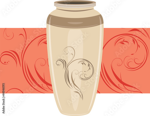 Ceramic vase on the ornamental border