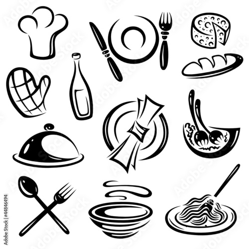 Koch, kochen, Restaurant, Essen, vector set