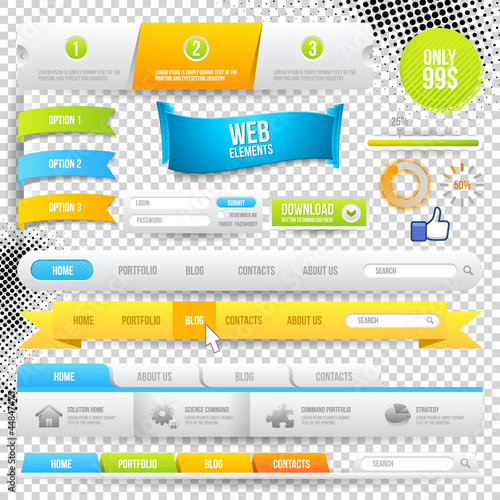 Vector Web Elements, Buttons and Labels