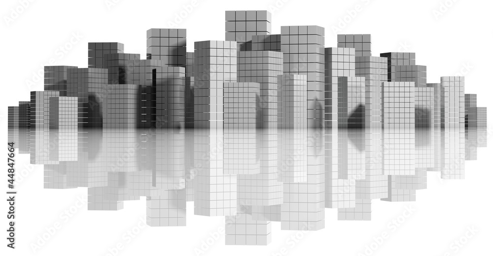 City panorama isolated on white background, 3d.