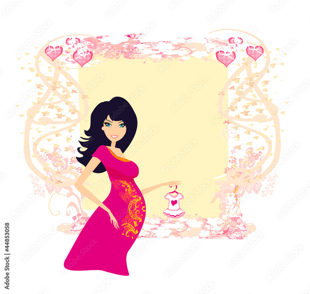 Beautiful pregnant woman on shopping for her new baby Vector Beautiful pregnant woman on shopping for her new baby Vector