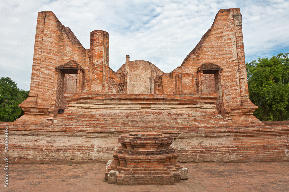 Fototapeta premium Ruined old temple build from brick