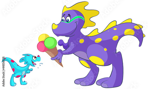 baby dino with ice cream