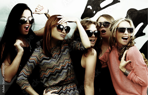 fashionable girls in sunglasses