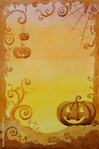 Halloween background design by watercolor