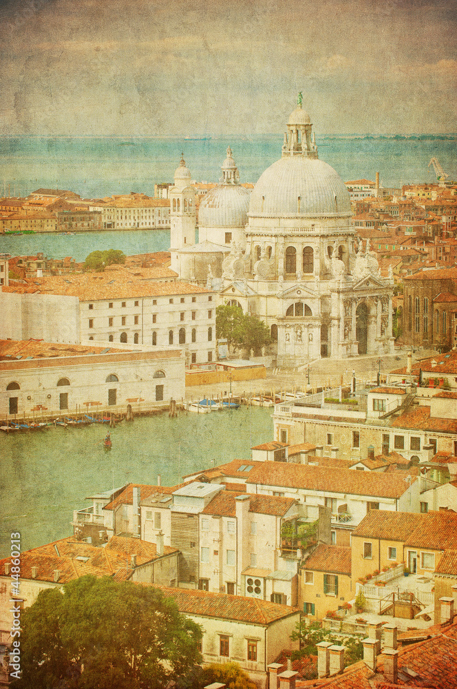 Vintage image of Santa Maria della Salute, Venice, Italy.