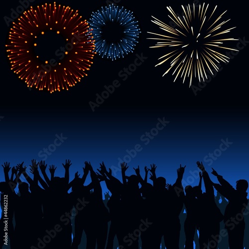 Fireworks and Crowd
