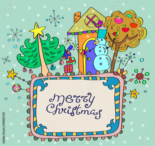 Christmas hand drawn background with place for text