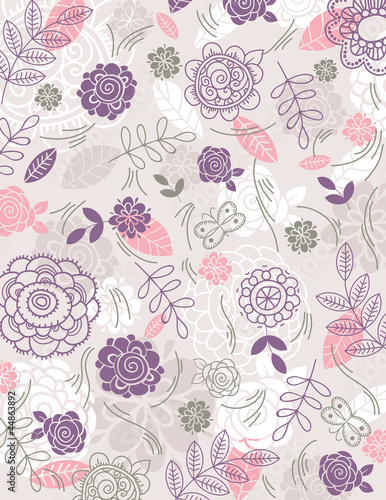 background of hand draw  flowers, vector