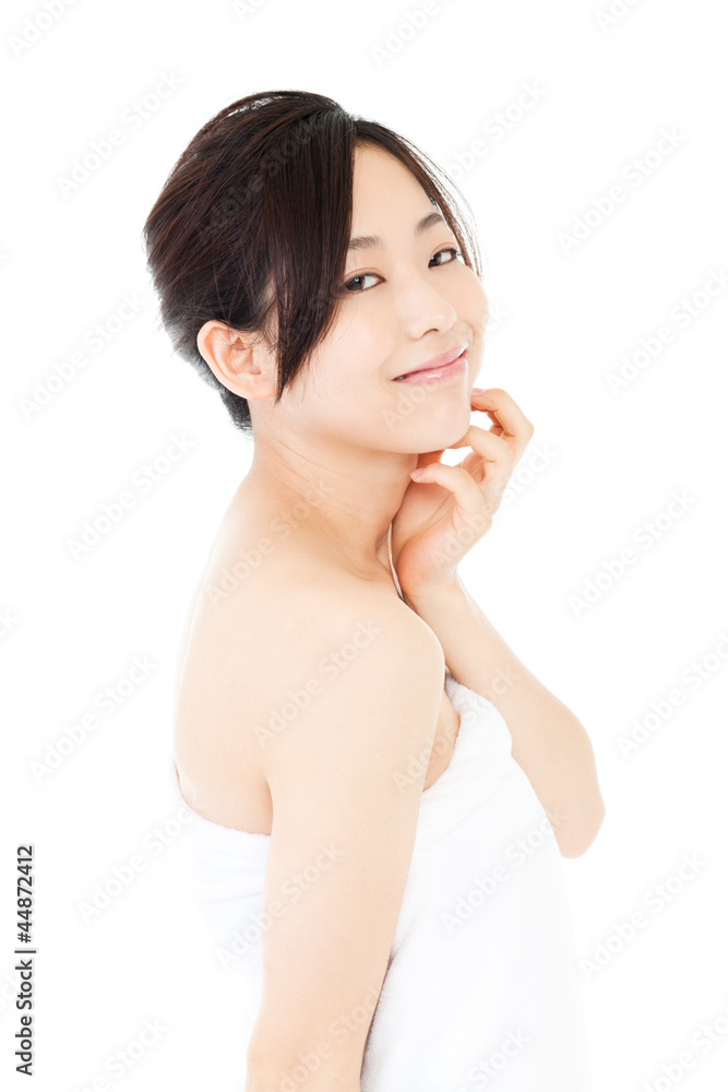 Beautiful young woman on white background. Portrait of asian. Beautiful young woman on white background. Portrait of asian.