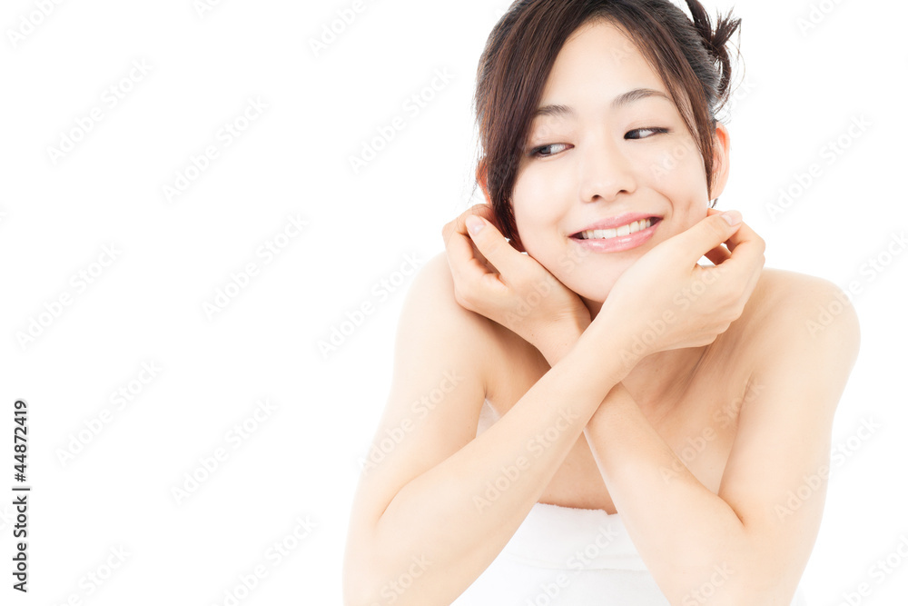 Beautiful young woman on white background. Portrait of asian. Beautiful young woman on white background. Portrait of asian.