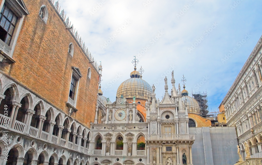 Naklejka premium The houses on the main square in Venice.