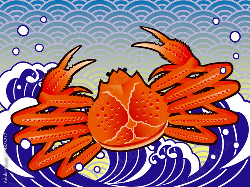 大漁旗カニ和柄