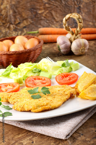 Chicken cutlet with salad