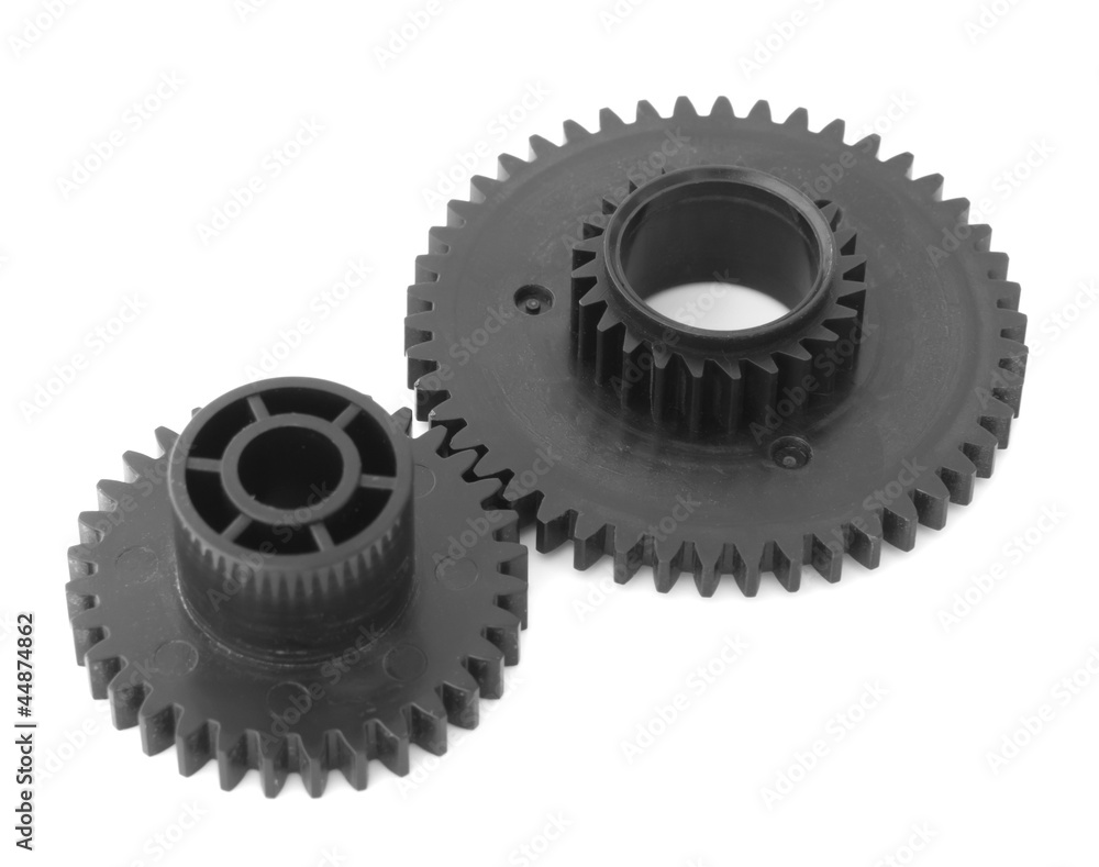 Two gear wheels on a white background. Two gear wheels on a white background.