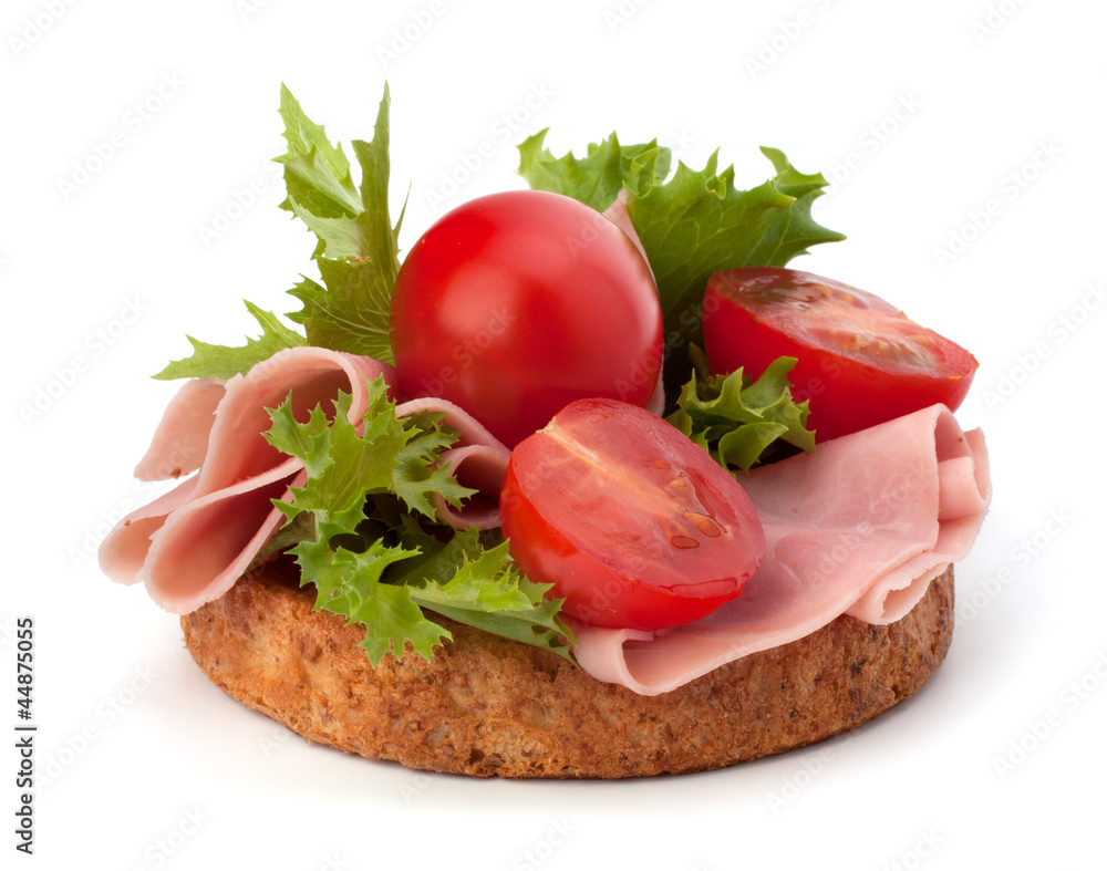 healthy sandwich with vegetable and smoked ham