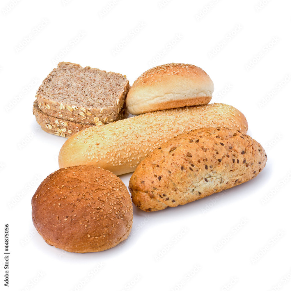 Bread loafs and buns variety