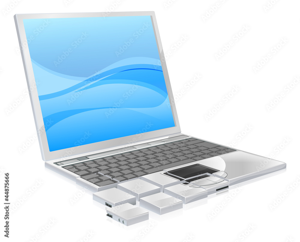 Laptop pieces concept Laptop pieces concept