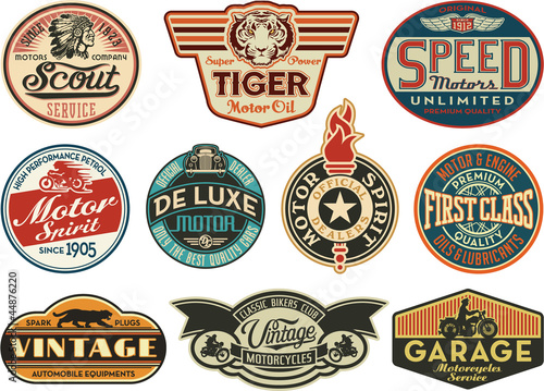 Motor company vintage abels