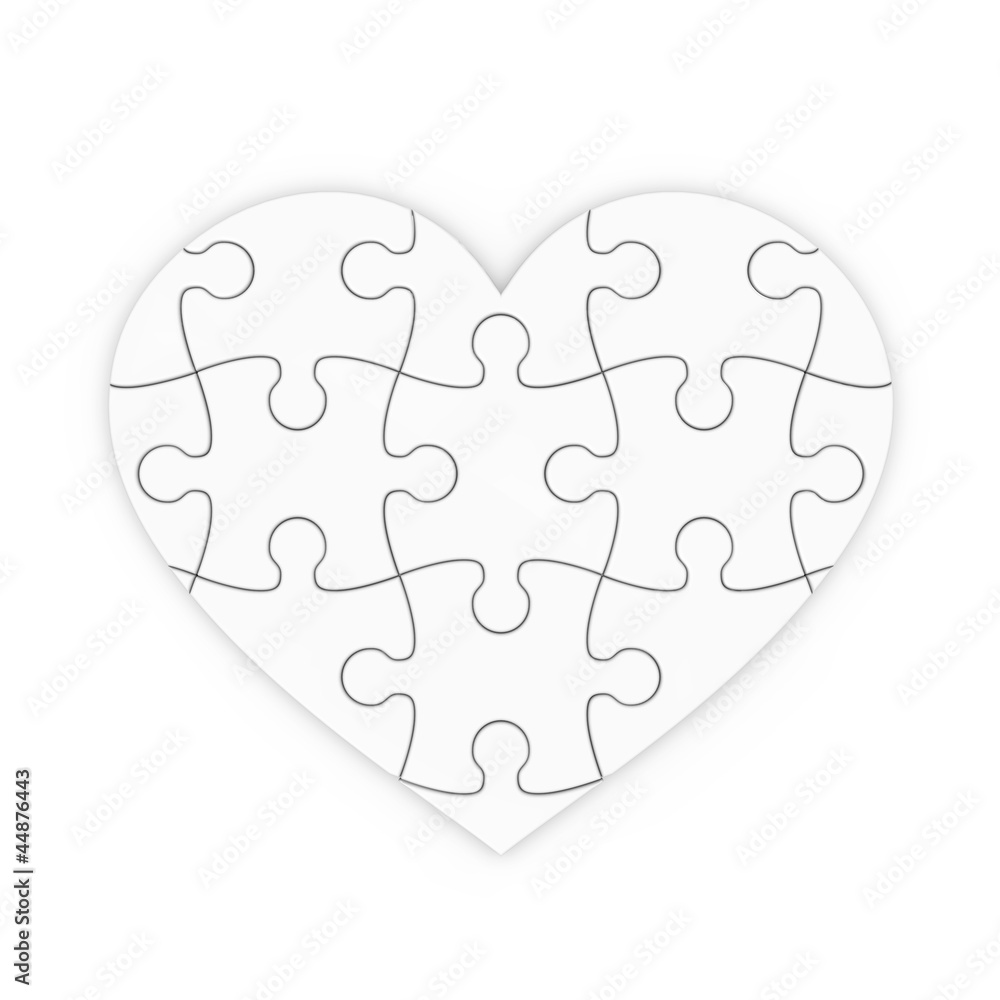 puzzle rompecabezas de un corazón aislado con trazado de recorte  ilustración de Stock | Adobe Stock