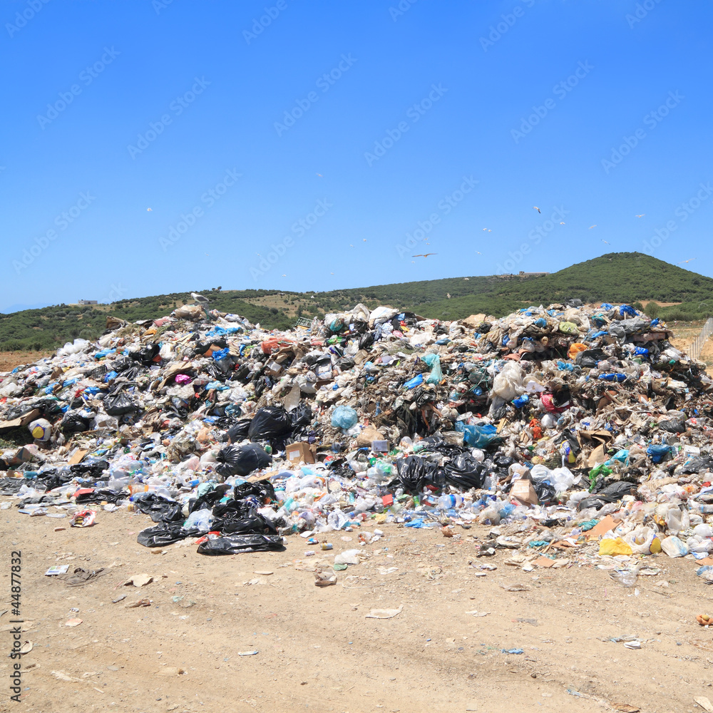 Pile of domestic garbage in landfill