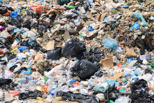 Pile of domestic garbage in landfill