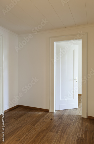 interior empty house with wooden floor  door open