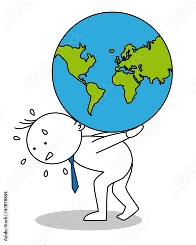 Hombre cargando con la bola del mundo