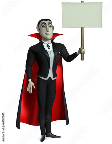 Count Dracula holding blank