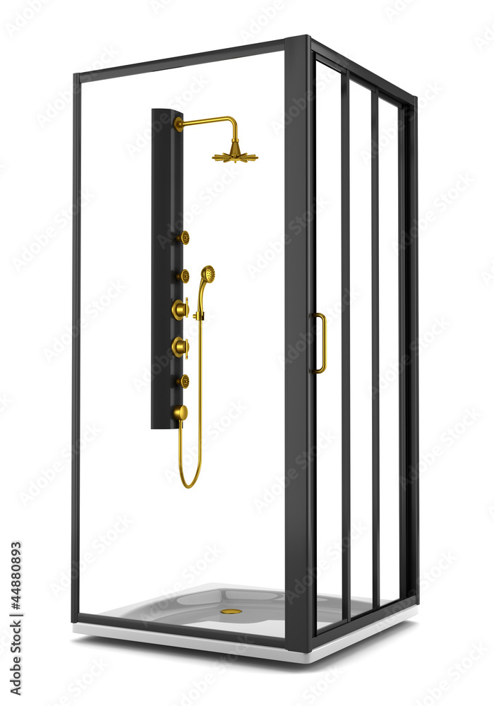 Obraz premium black shower cabin isolated on white background