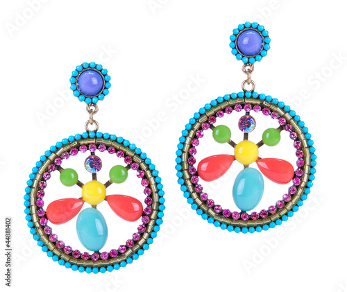Modern home earrings with colored stones