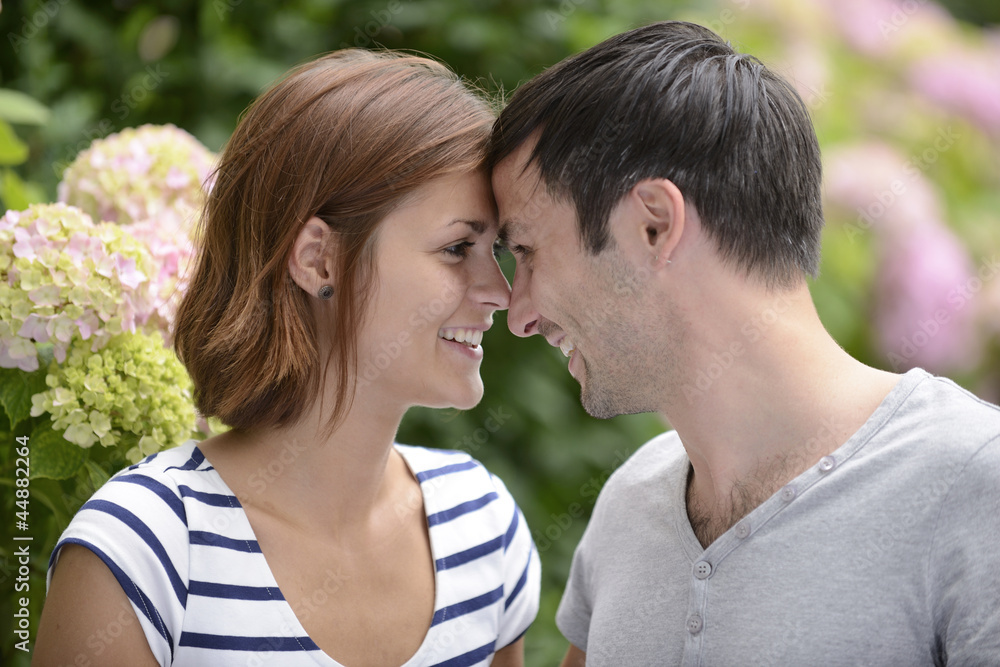 happy couple outdoors flirting happy couple outdoors flirting