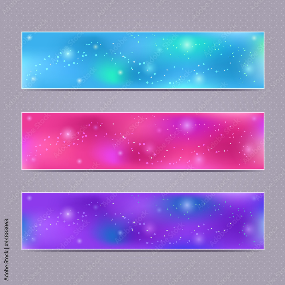 Set of Purple Blurred Vector Banners