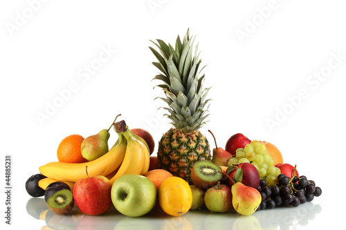 Assortment of exotic fruits isolated on white