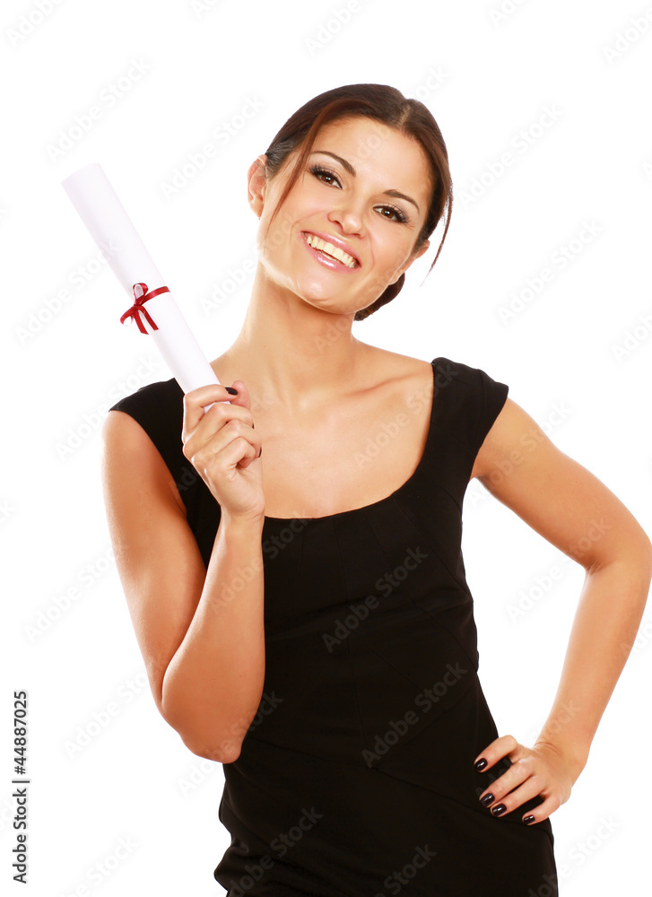Beautiful woman student with diploma Beautiful woman student with diploma