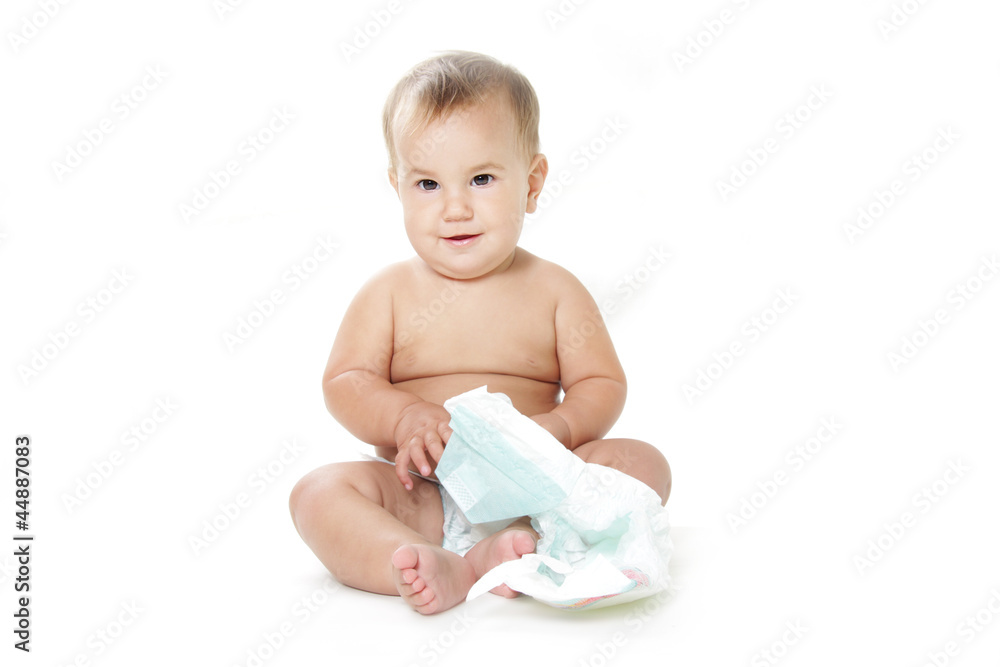 cute baby with diapers isolated over white cute baby with diapers isolated over white