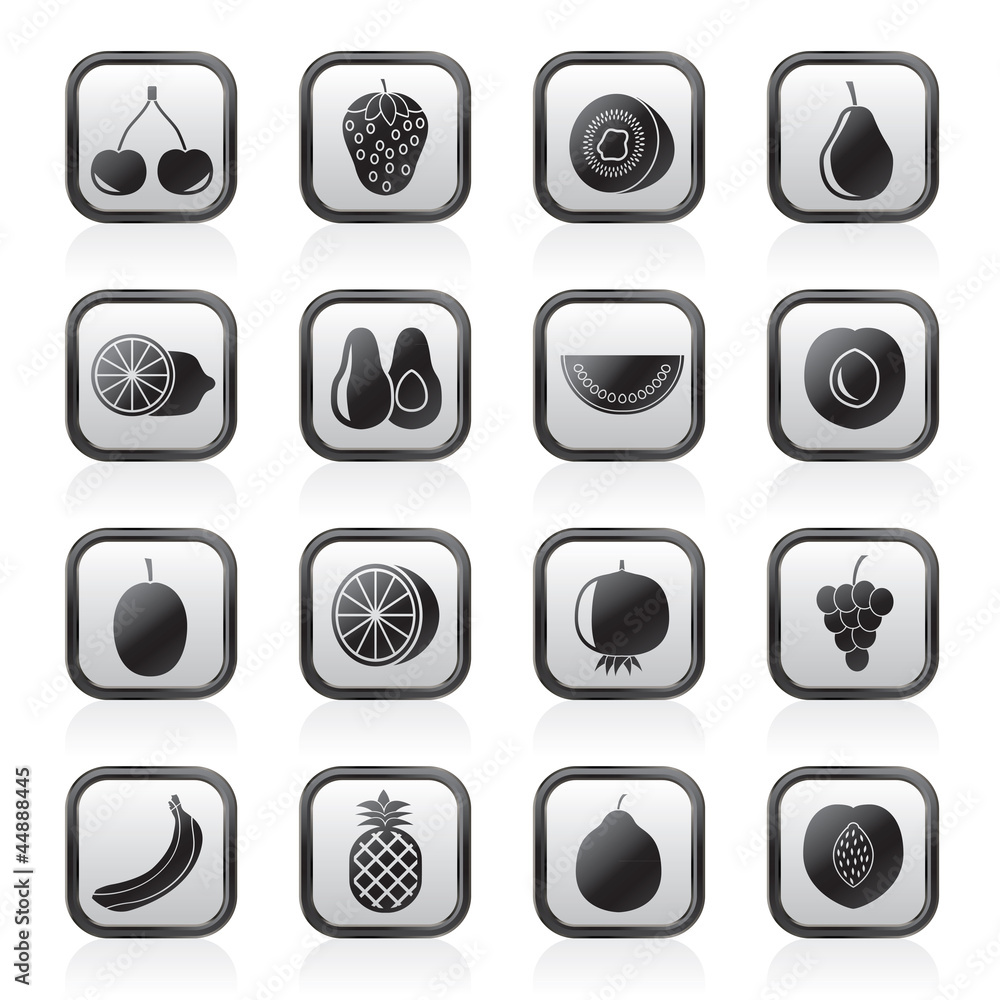 Different kind of fruit and  icons - vector icon set