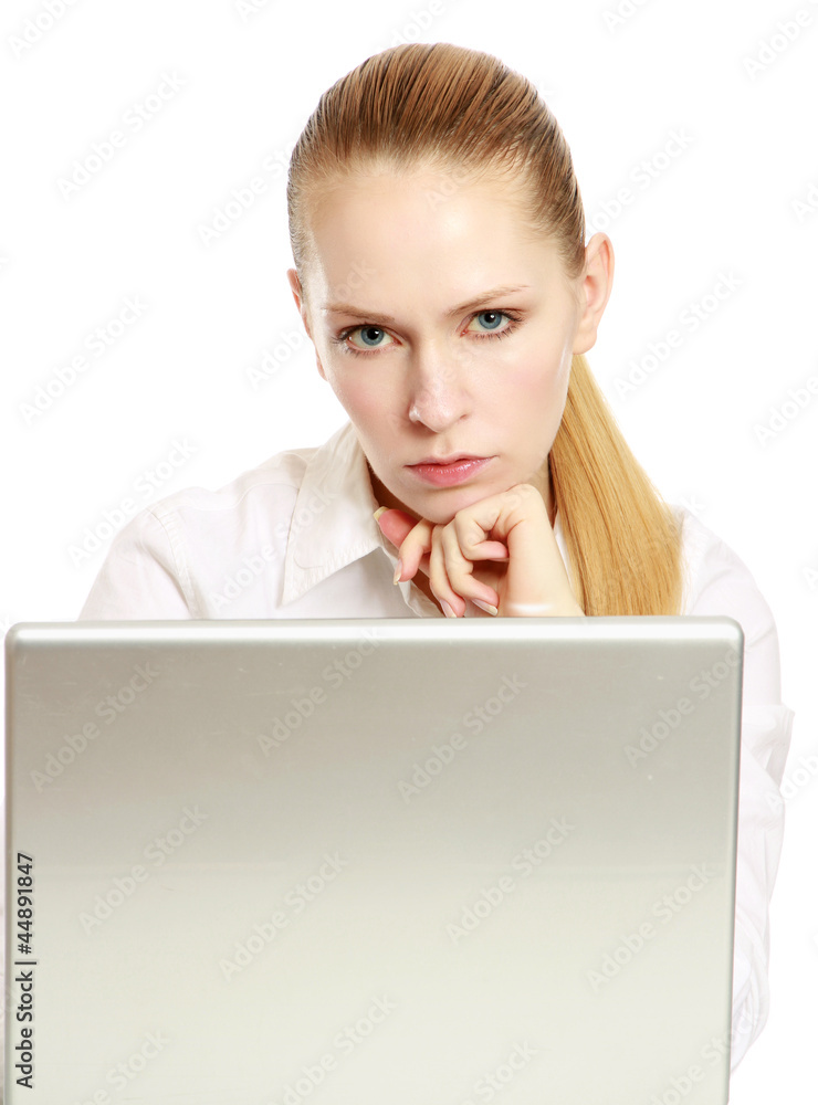 Portrait of beautiful business woman with laptop Portrait of beautiful business woman with laptop