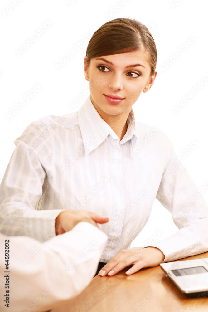 Business handshake, isolated on white background Business handshake, isolated on white background