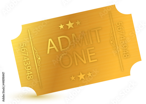 illustration of gold ticket over a white background