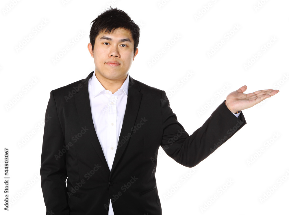business man presenting and showing business man presenting and showing