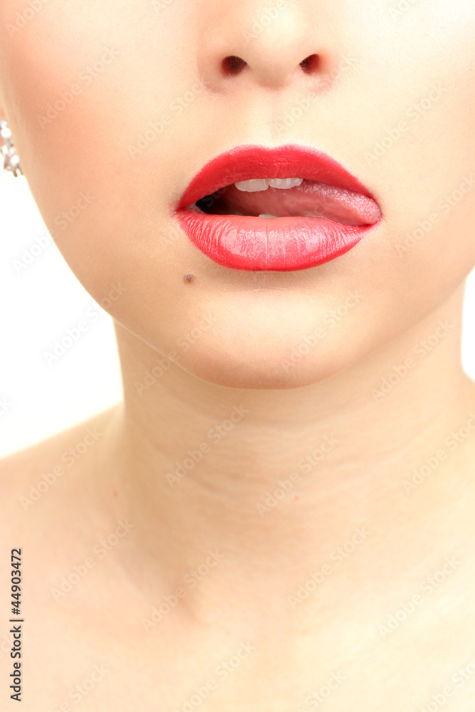 Obraz premium beautiful make up of glamour red gloss lips