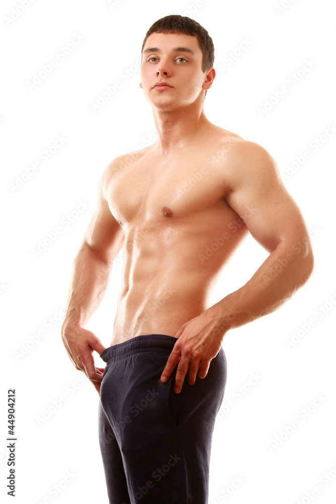 Strong man with a helathy body isolated over white Strong man with a helathy body isolated over white