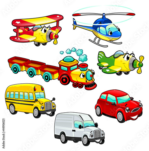 Funny vehicles. Cartoon and vector isolated characters. #44906021