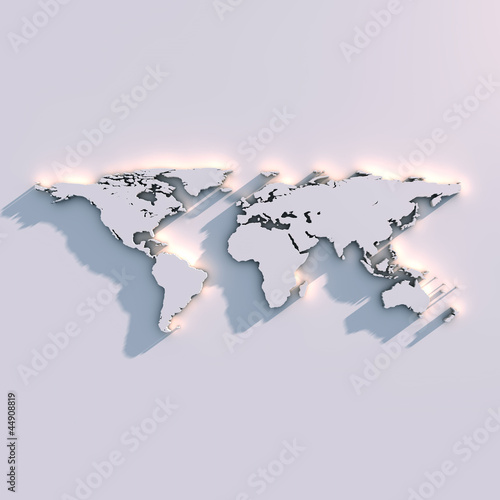 Fototapeta Relief mapy świata na ścianie