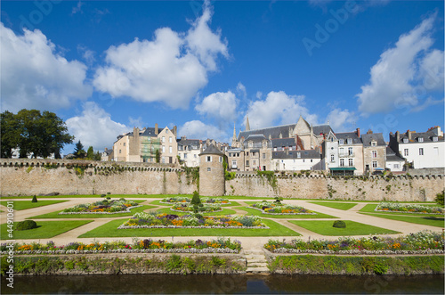 beautiful gardens and walls in Vannes, Brittany, on a sunny day photo