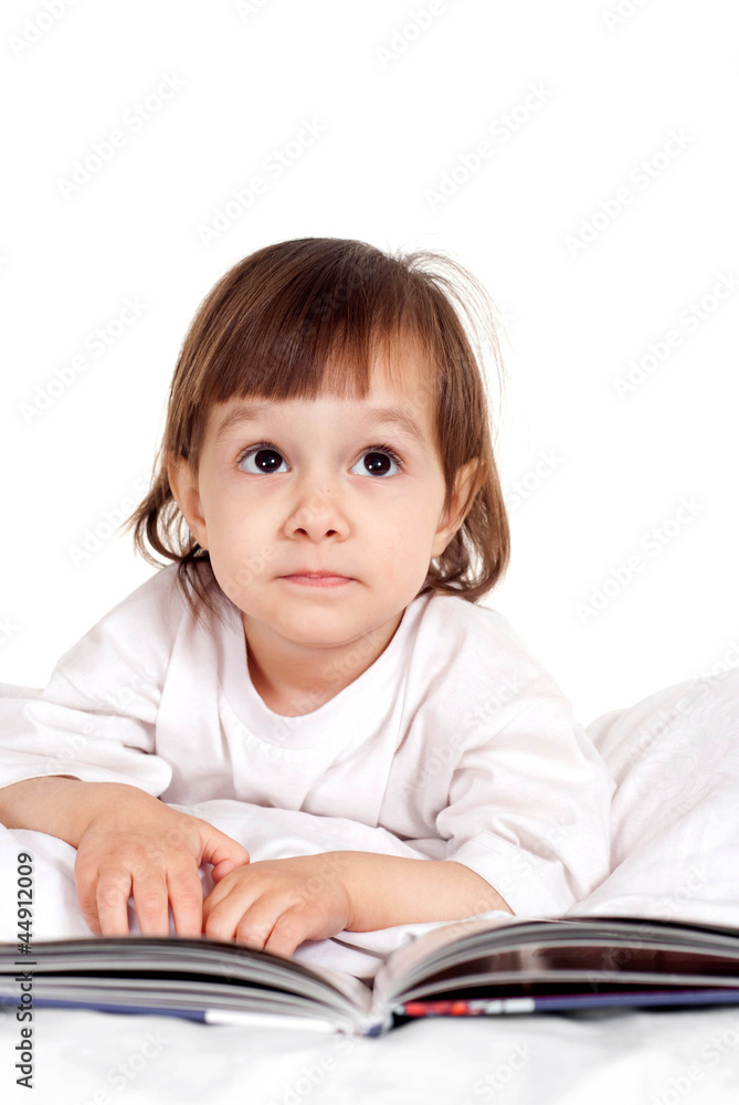 Happy Caucasian young girl with a book Happy Caucasian young girl with a book
