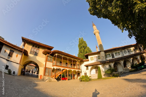 Khan Palace in Bakhchisaray, Crimea, fisheye photo