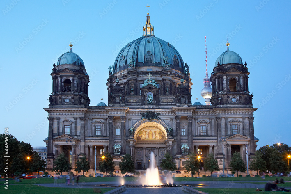 Berlin cathedral or Berliner Dom at night