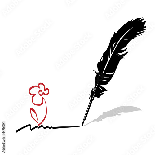 Vector feather. Writing pen